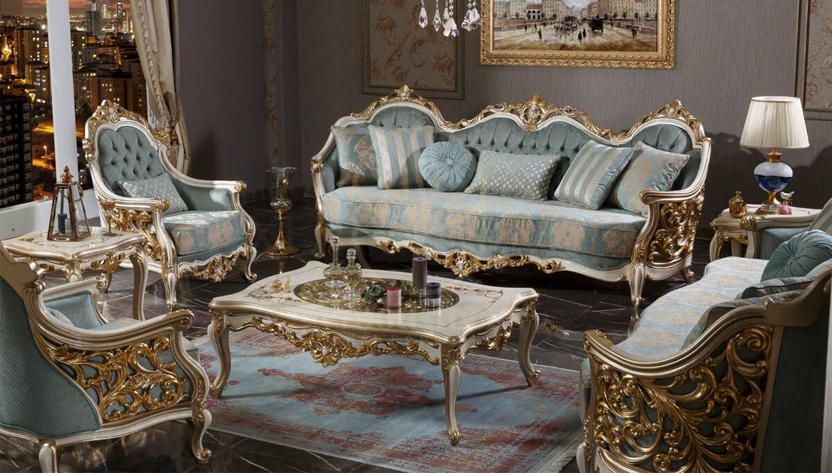 Royal Harzemsah Cream Hand Carved Teak Sofa Set, Saharanpur, view 2