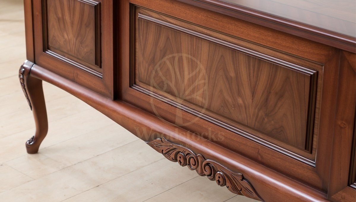 Royal Lukera Hand Carved Teak Office Table, Saharanpur, view 5