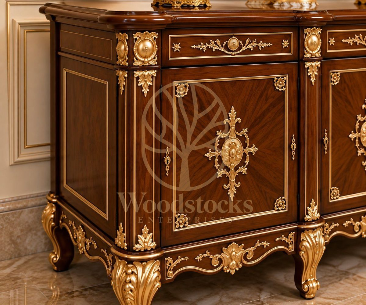 Maharaja Luxury Hand-Carved Teak TV Cabinet, alternate view