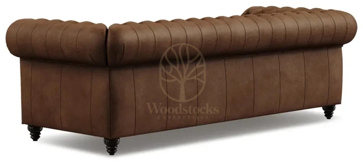 Royal Bampton Chesterfield Leather Hand Carved Teak Sofa Set, Saharanpur, view 9