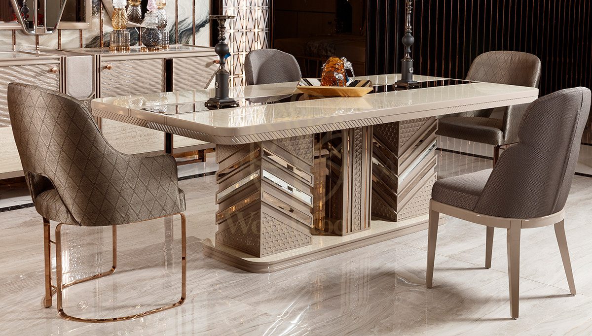 Luxury Oslov Handcrafted Teak Dining Table Set, Saharanpur, view 2