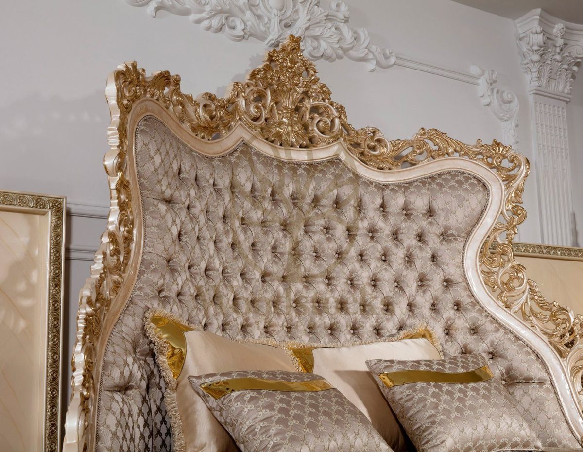 Teak Palace Cream and Gold 4-Piece King Size Bed, view 7