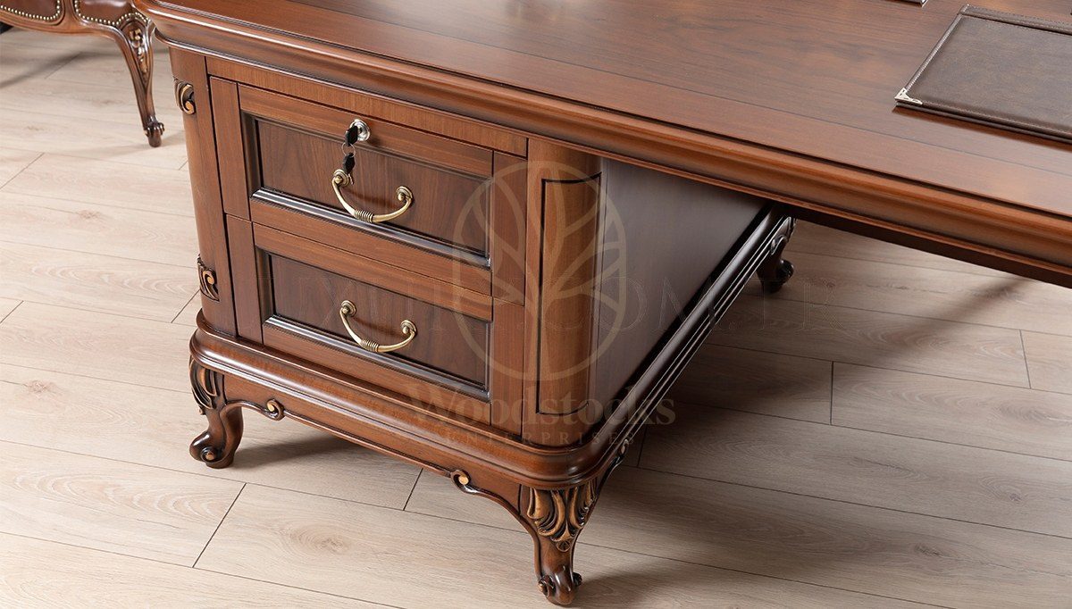 Royal Masdar Hand Carved Teak Office Table, Saharanpur, view 7