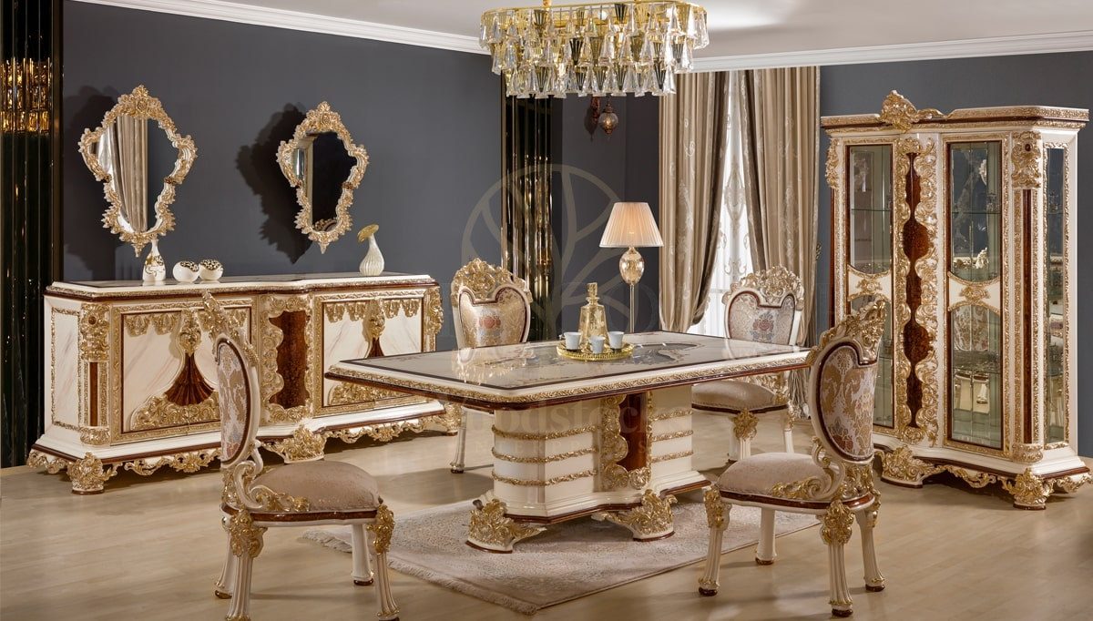 Royal Topkapi Hand Carved Teak Dining Table Set, Saharanpur, Dining Table