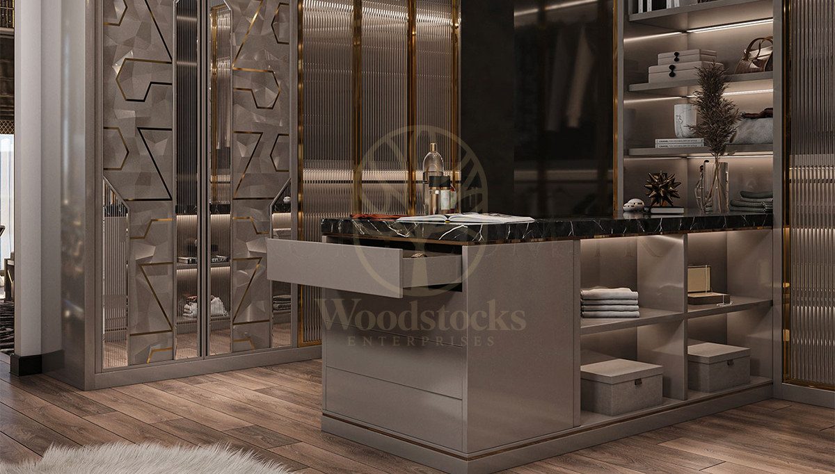 Luxury Gustora Handcrafted Teak Walk-in Wardrobe, Saharanpur, alternate view
