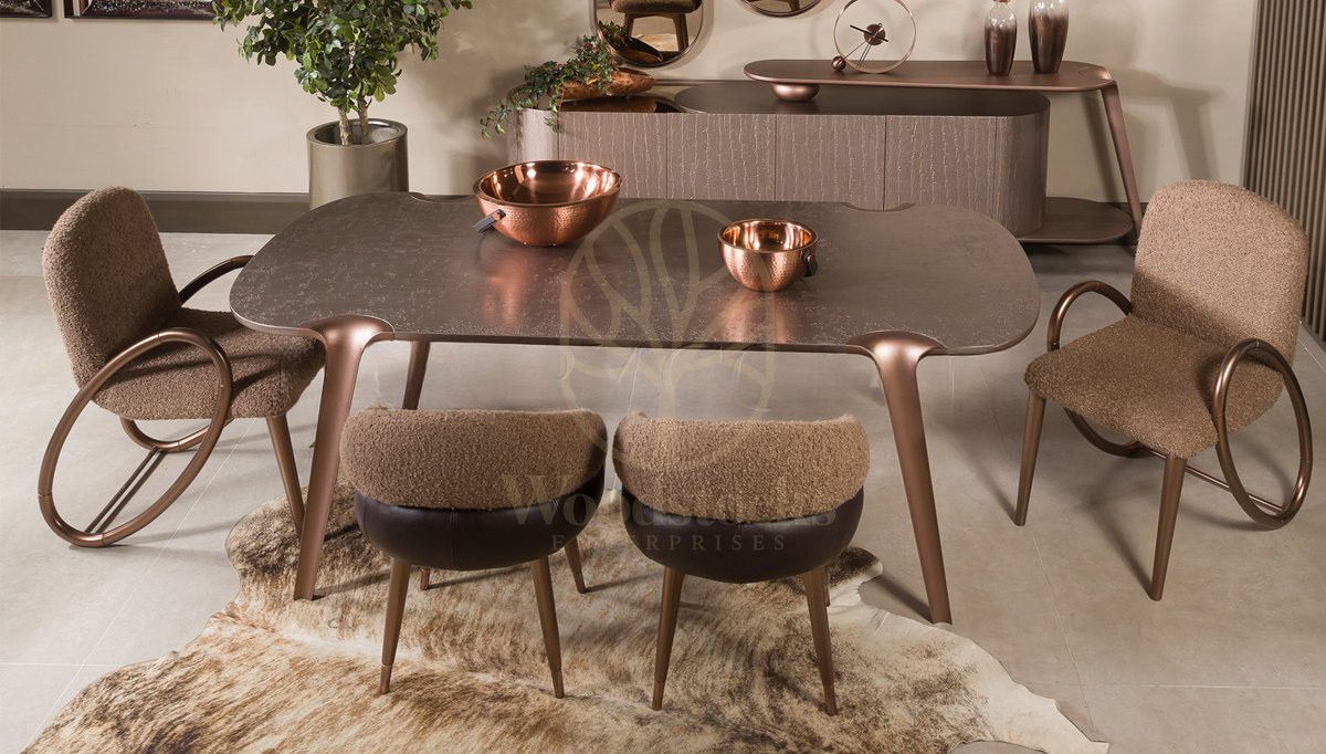 Luxury Petalya Handcrafted Teak Dining Table Set, Saharanpur, view 6