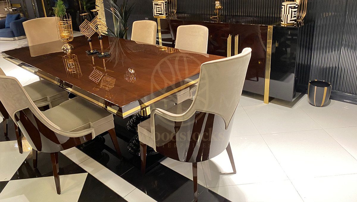 Luxury Senteus Handcrafted Teak Dining Table Set, Saharanpur, view 6