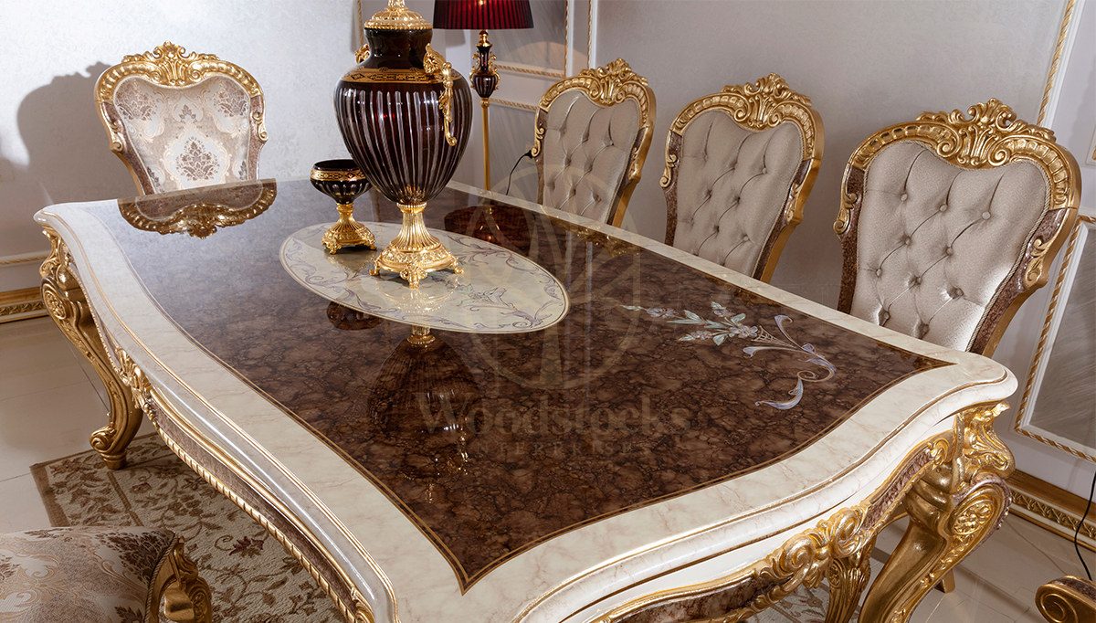 Royal Kayihan Hand Carved Teak Dining Table Set, Saharanpur, view 5