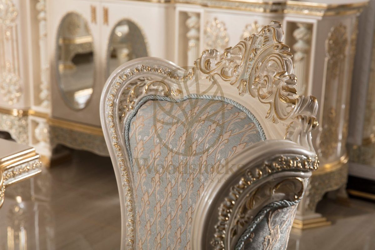 Teak Monaco Ivory and Gold Dining Set, view 7