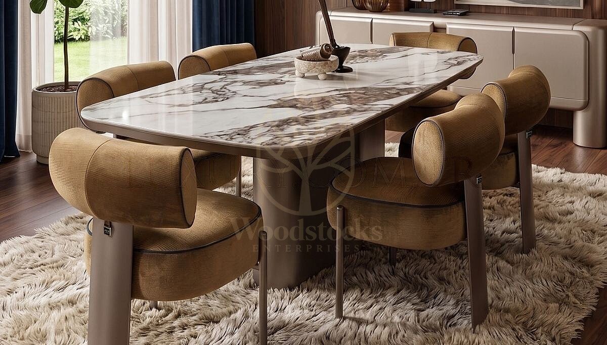 Luxury Rivora Handcrafted Teak Dining Table Set, Saharanpur, view 3