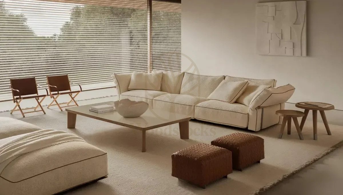 Luxury Botera Handcrafted Teak L-Shape Sofa, Saharanpur, view 3