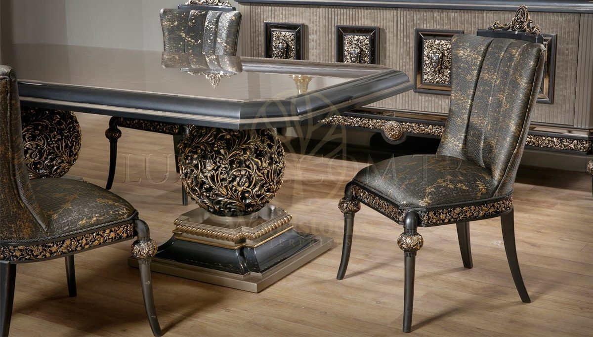 Royal Levis Hand Carved Teak Dining Table Set, Saharanpur, view 2