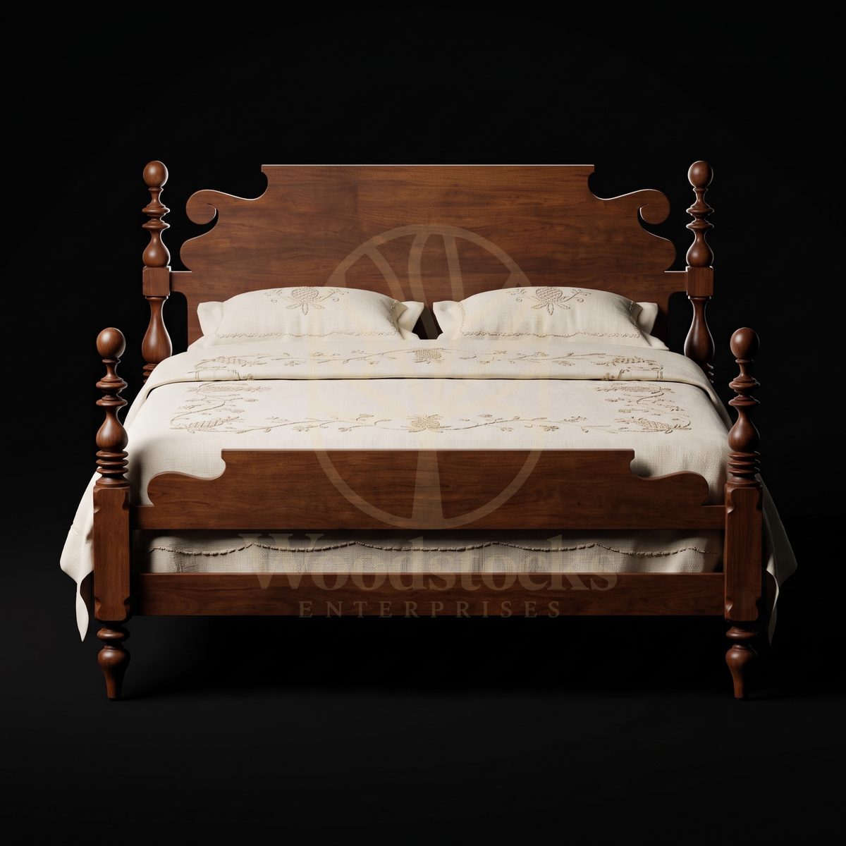 Luxury Teak Ballygunge Colonial Turned Post Bed, Saharanpur, view 3