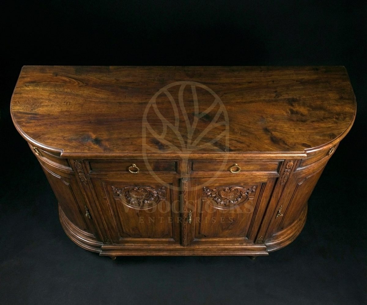 Royal Hand Carved Teak Versailles Laurel-Shell Banquet Sideboard, Saharanpur, view 6