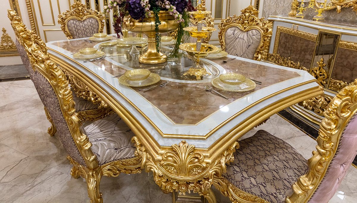 Royal Esvatini Hand Carved Teak Dining Table Set, Saharanpur, view 2
