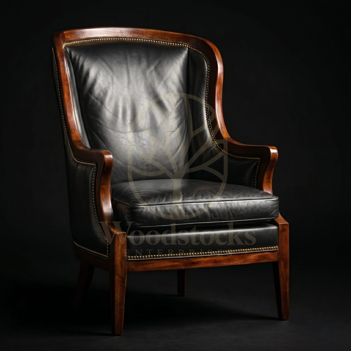Luxury Teak Sussex Estate Leather Chair, Saharanpur, Living Room Chair