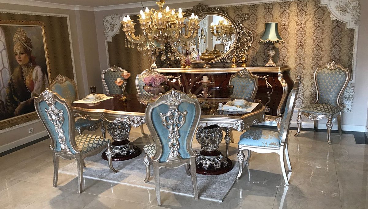 Royal Arnold Hand Carved Teak Dining Table Set, Saharanpur, Dining Table