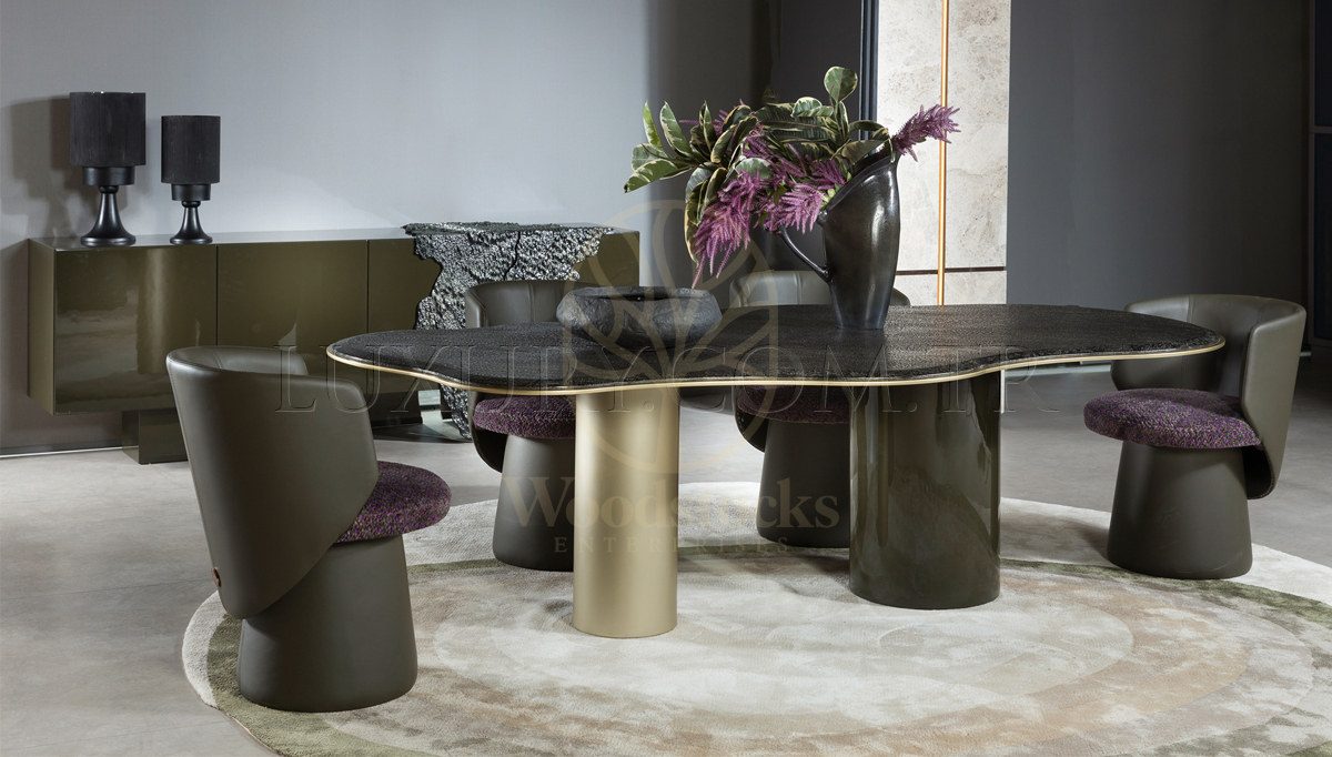Luxury Utah Handcrafted Teak Dining Table Set, Saharanpur, view 4