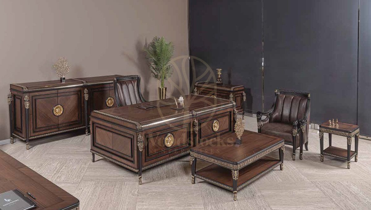 Royal Narvik Hand Carved Teak Office Table, Saharanpur, view 2