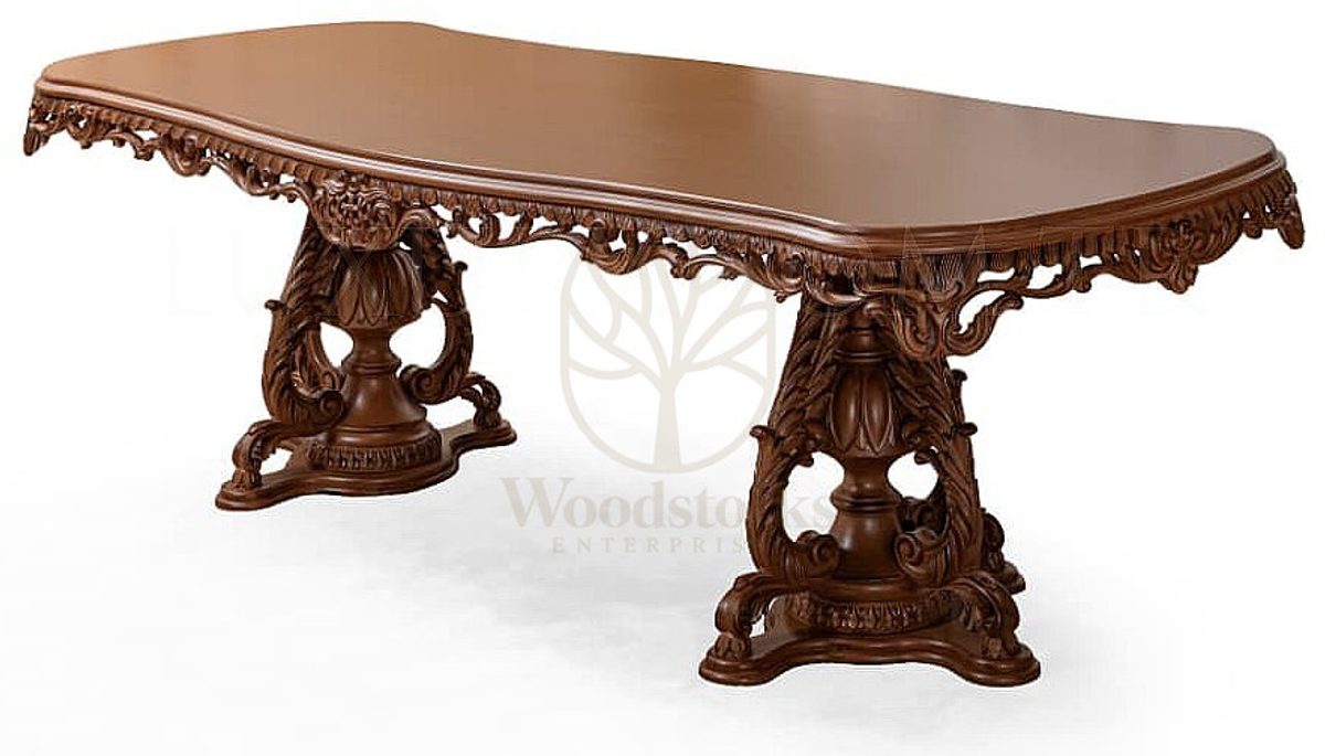 Royal Fioralta Hand Carved Teak Dining Table Set, Saharanpur, view 7