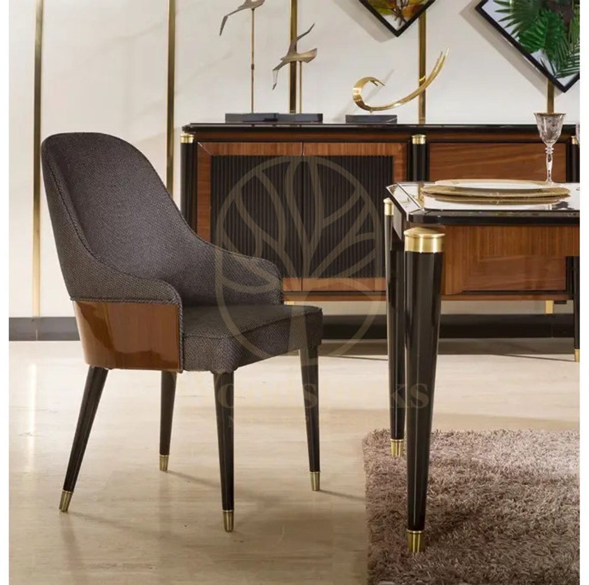 Royal Ruya Hand Carved Teak Dining Table Set, Saharanpur, view 5