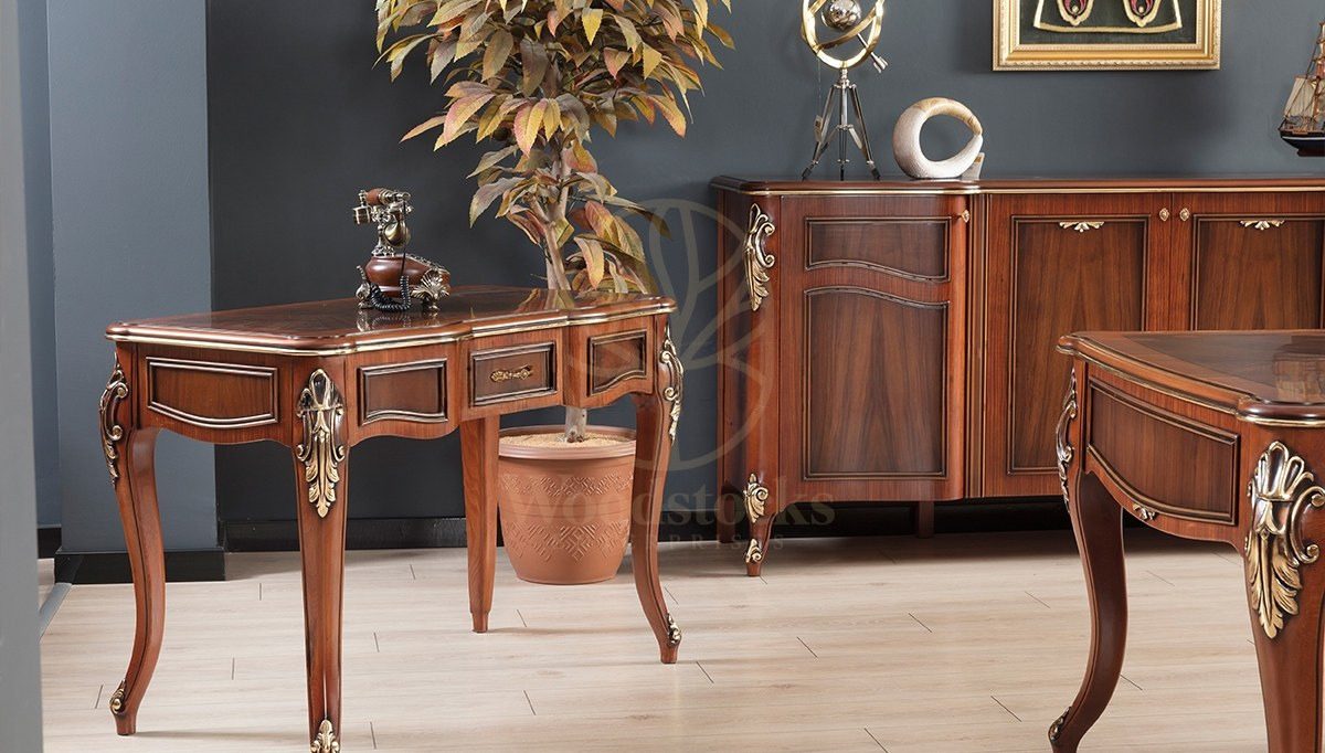 Royal Mazhar Hand Carved Teak Office Table, Saharanpur, view 4