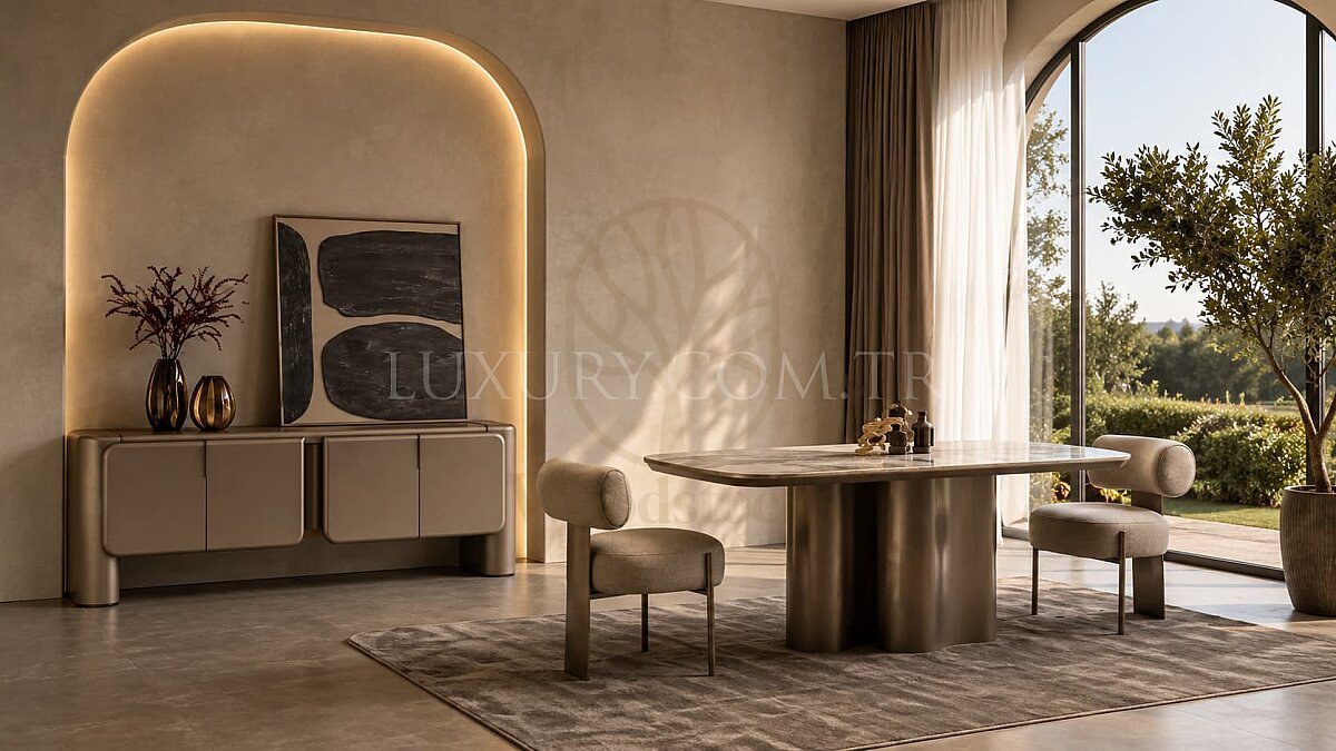 Luxury Pera Beige Handcrafted Teak Dining Table Set, Saharanpur, Dining Table