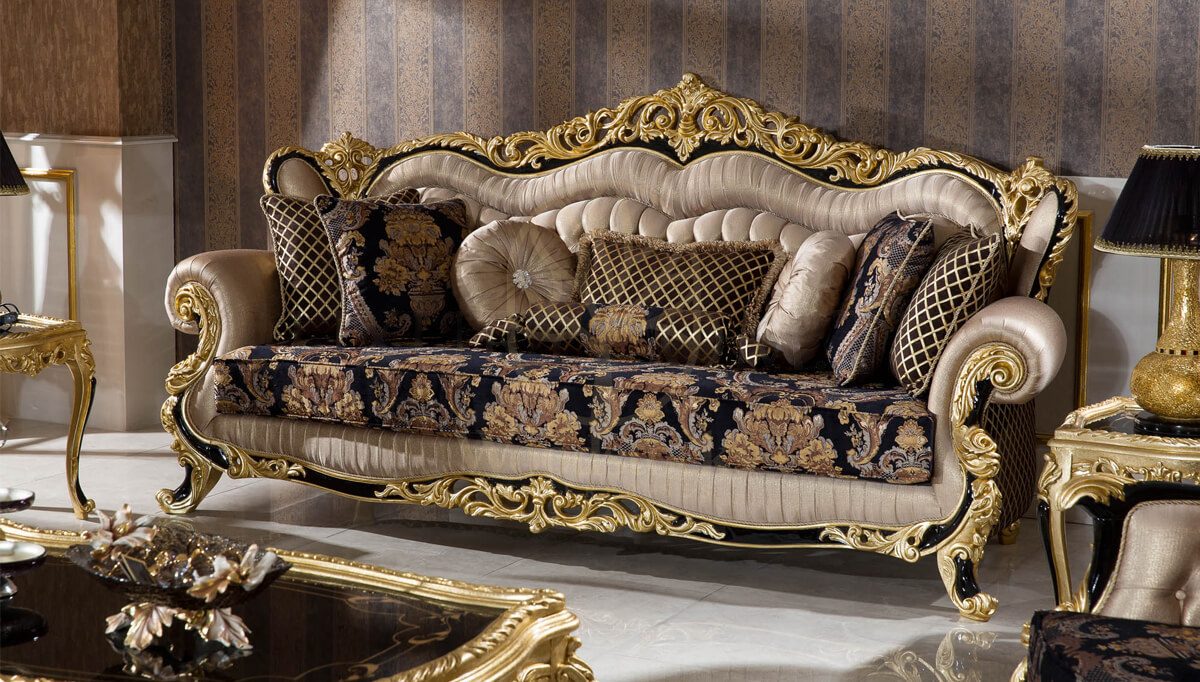 Royal Mecidiye Black Hand Carved Teak Sofa Set, Saharanpur, view 4