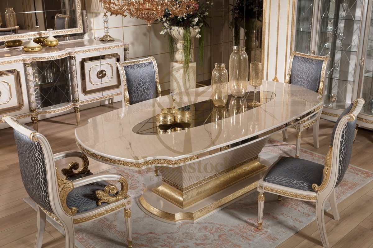 Teak Sarina Ivory and Blue Dining Set, view 10