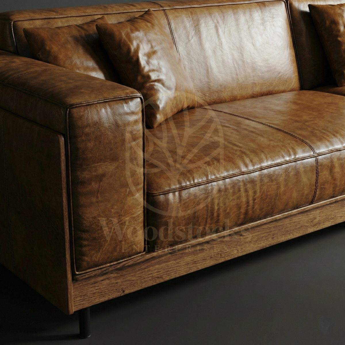 Luxury Teak Porta Nuova Modernist Leather Sofa, Saharanpur, view 5