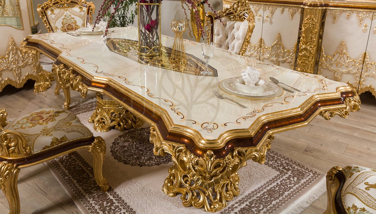 Royal Hurrem Hand Carved Teak Dining Table Set III, Saharanpur, view 3