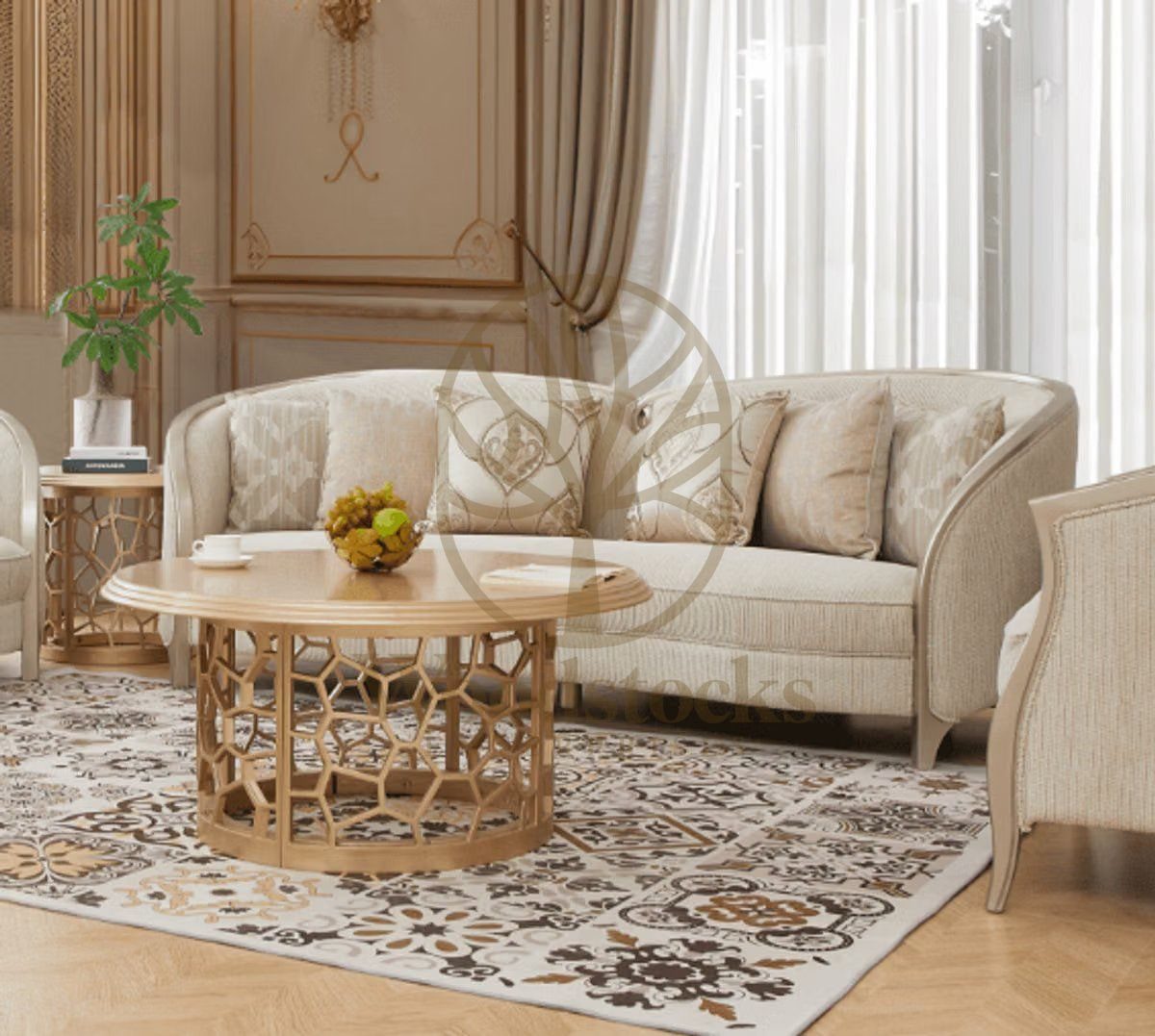 Teak Modern & Contemporary Silver Sofa Set, view 4