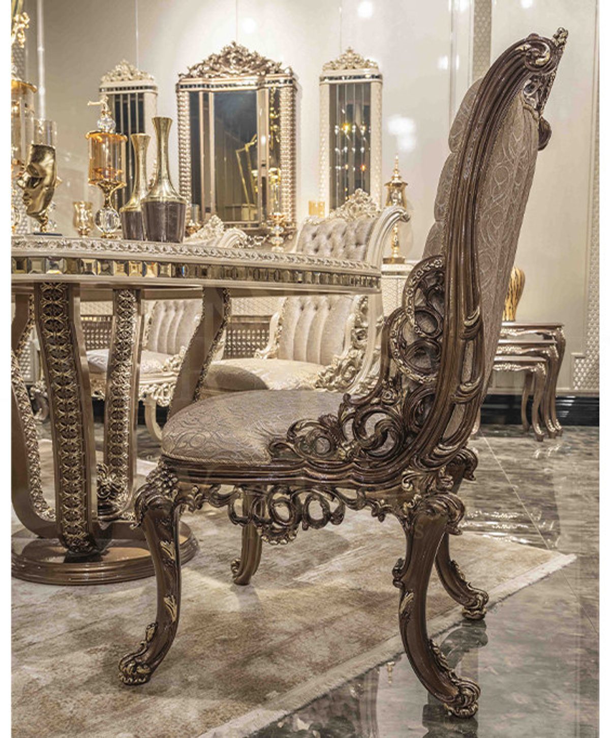 Royal Vita Hand Carved Teak Dining Table Set, Saharanpur, view 6