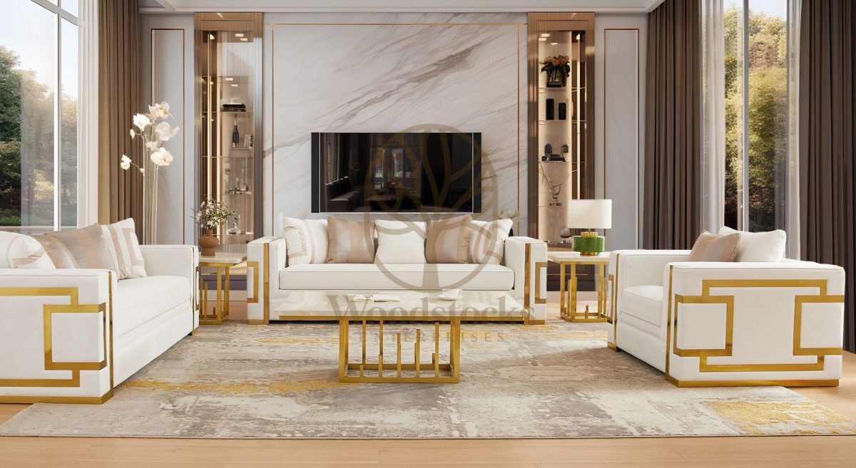 Modern Comfortable Contemporary Gold Sofa Set, Sofa Set