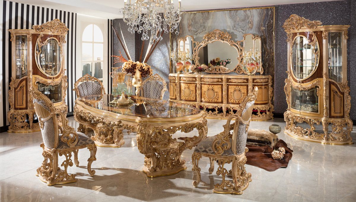 Royal Firuze Hand Carved Teak Dining Table Set, Saharanpur, Dining Table