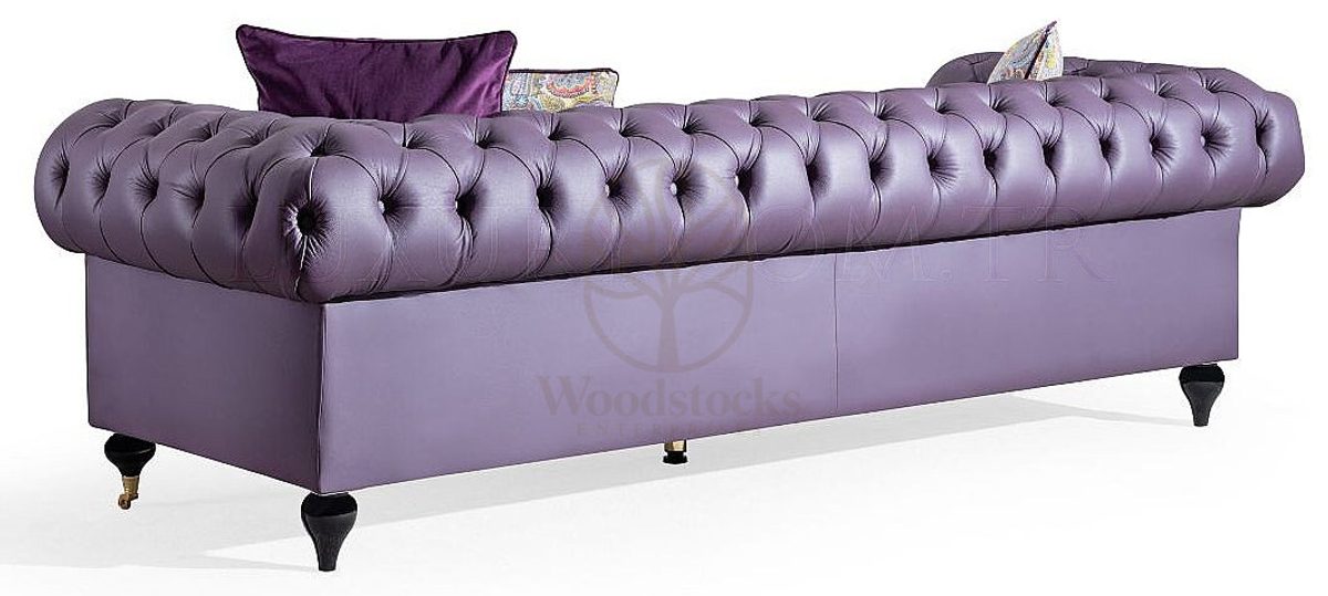 Royal Alvero Chesterfield Leather Hand Carved Teak Sofa Set, Saharanpur, view 5