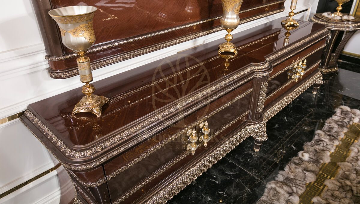 Royal Radiant Hand Carved Teak TV Cabinet, Saharanpur, view 2