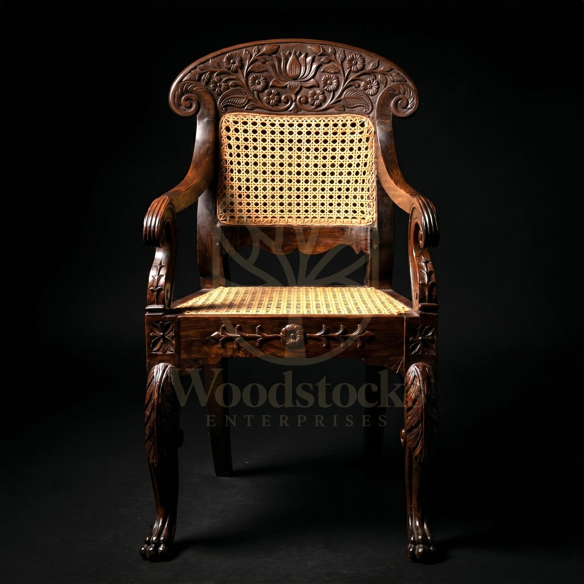 Royal Hand Carved Teak Byculla Club Regency Revival Armchair, Saharanpur, view 2