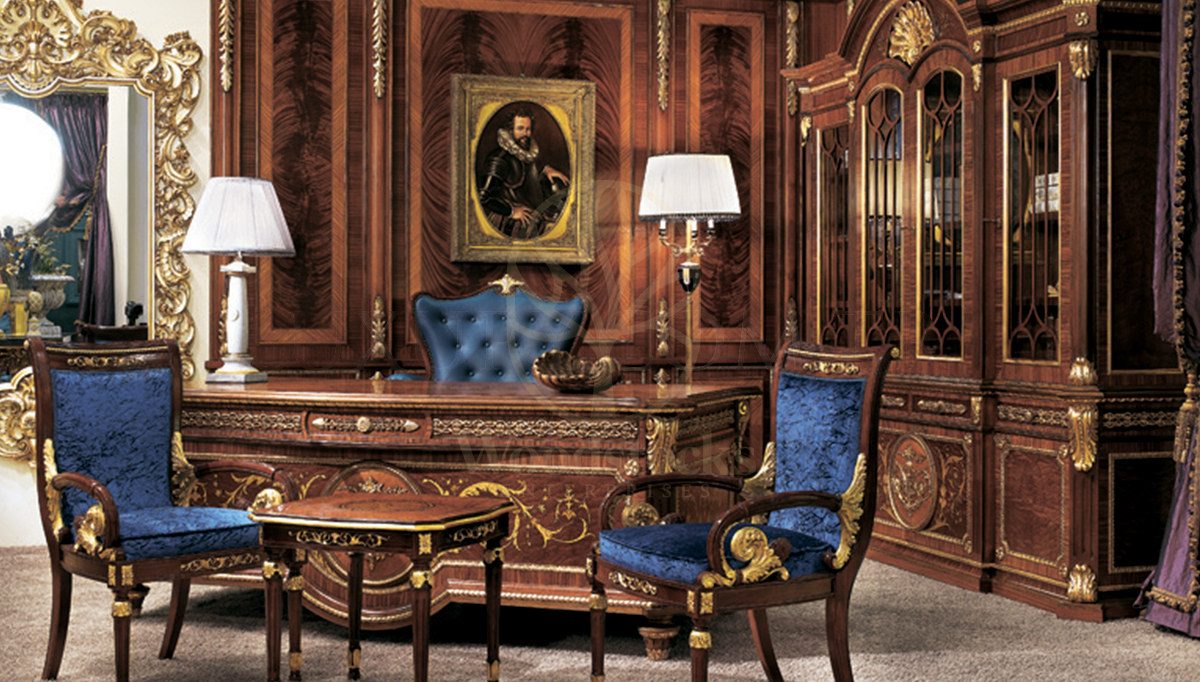 Royal Siemas Bronze Hand Carved Teak Office Table, Saharanpur, Office & Study Table