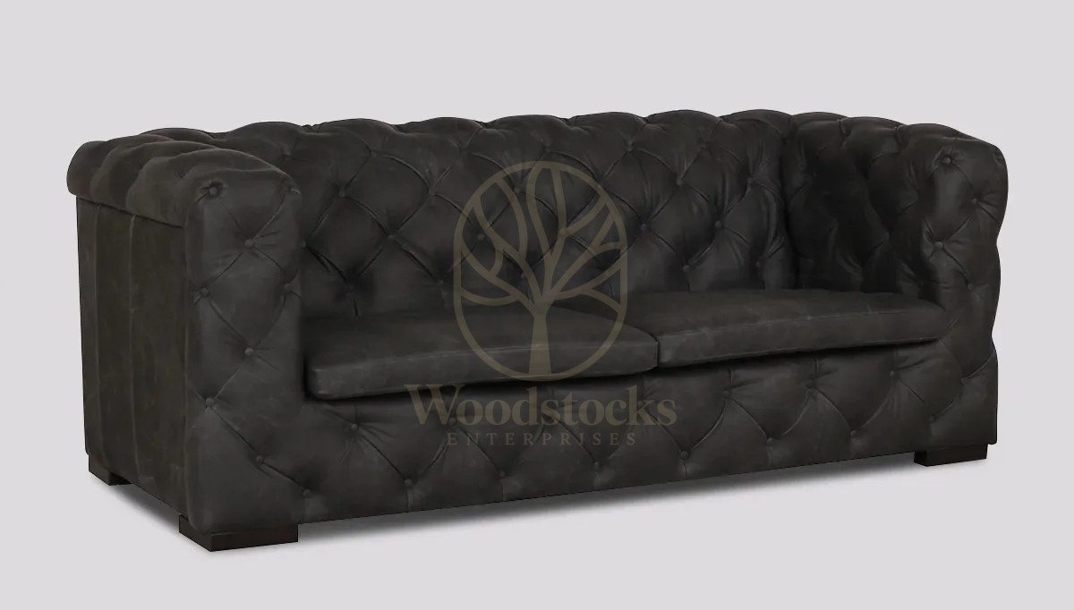 Royal Harris Grey Chesterfield Hand Carved Teak Sofa Set, Saharanpur, view 2