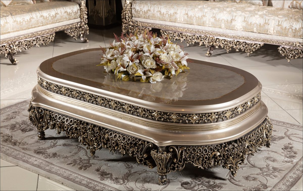 Teak Elegance Champagne Oval Center Table, Center Table
