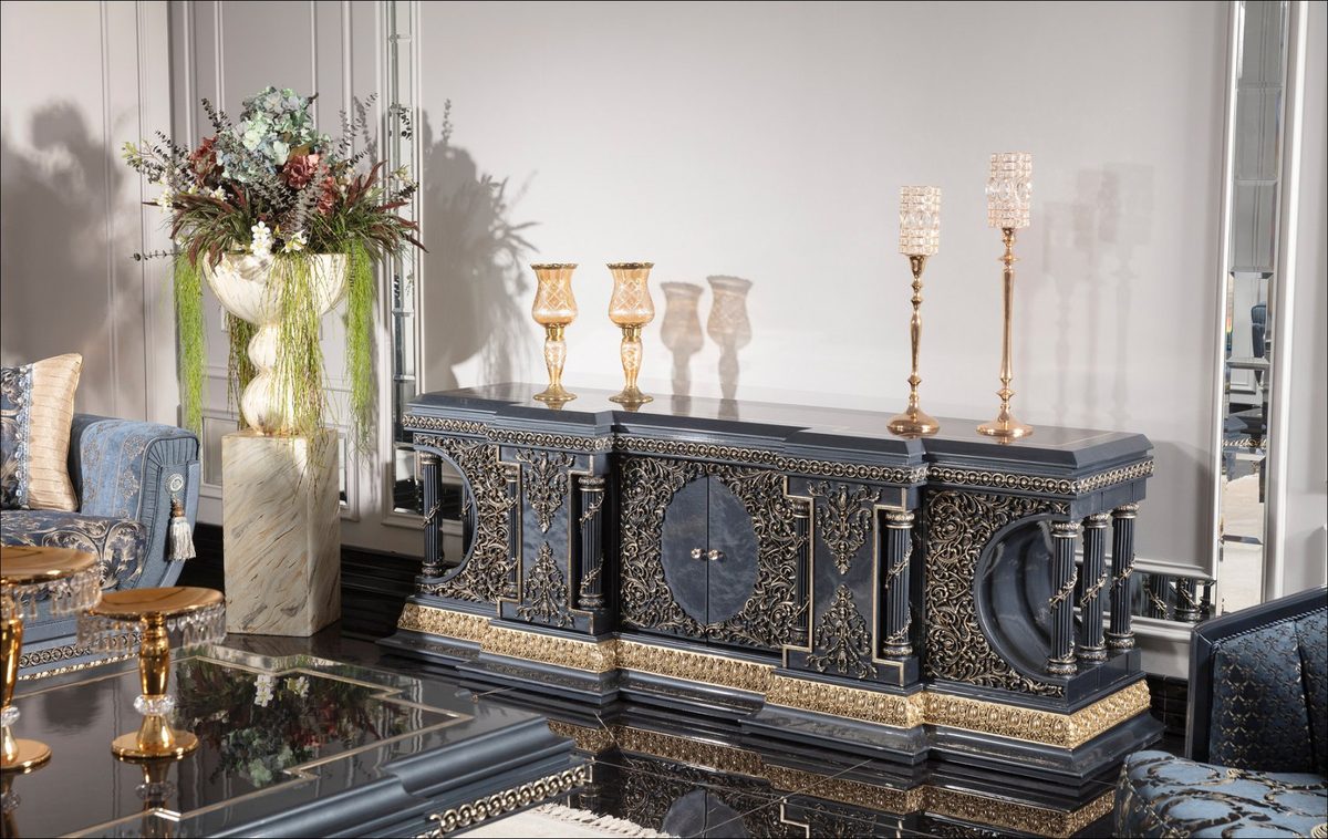 Teak Palace Blue and Gold TV Cabinet, TV Cabinet