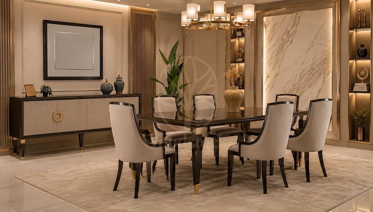 Luxury Soren Handcrafted Teak Dining Table Set, Saharanpur, view 2