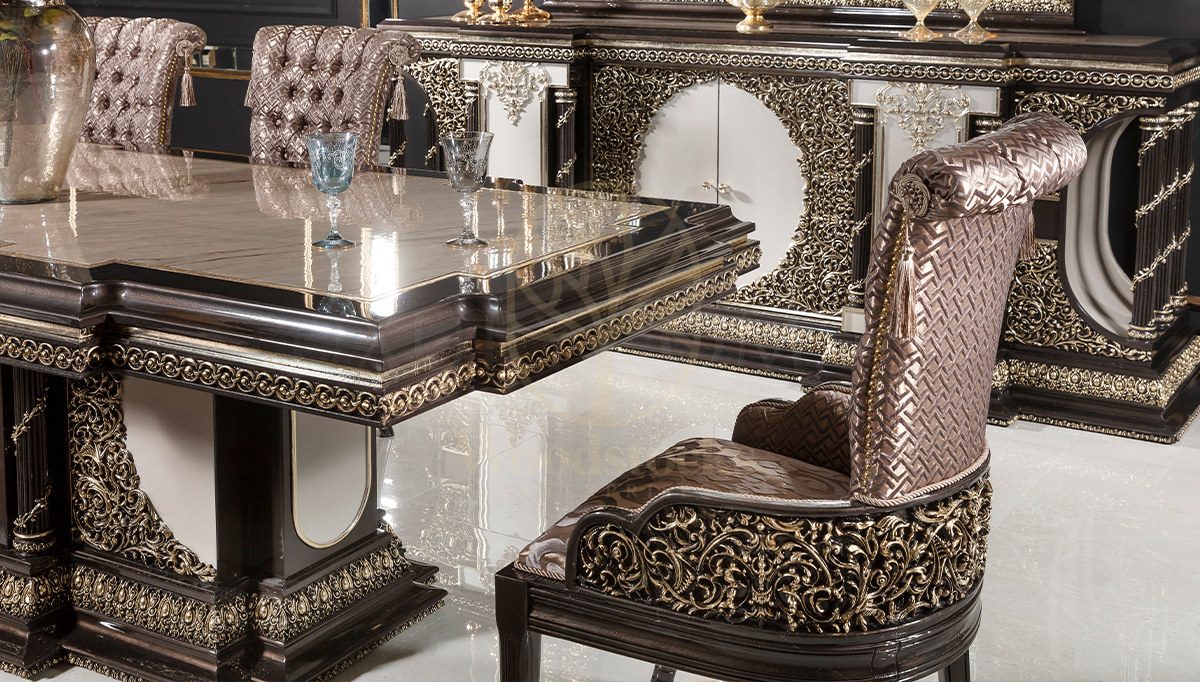 Royal Nazende Hand Carved Teak Dining Table Set II, Saharanpur, view 8