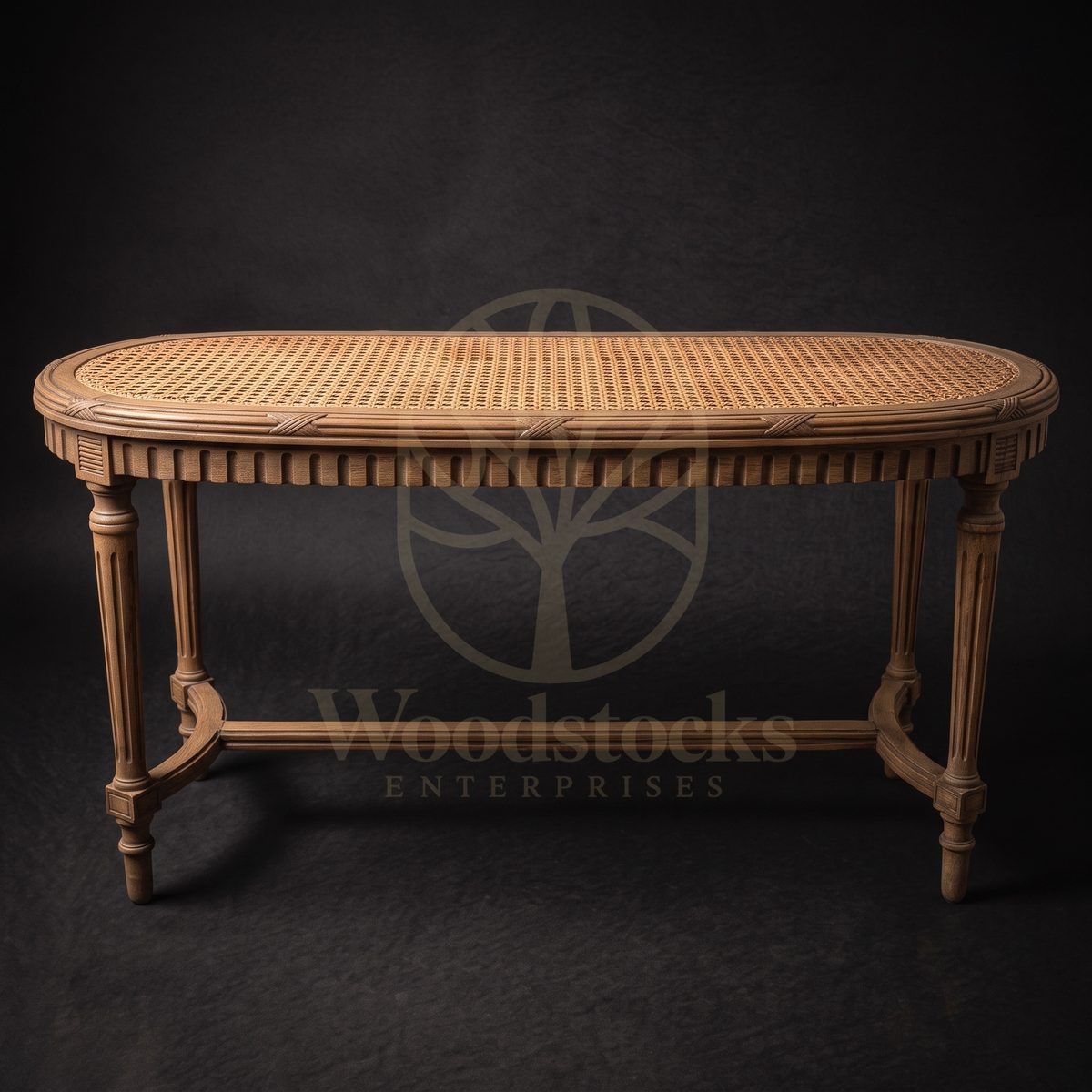 Royal Teak Rambouillet Louis XVI Caned Bench, Saharanpur, Diwan Couch
