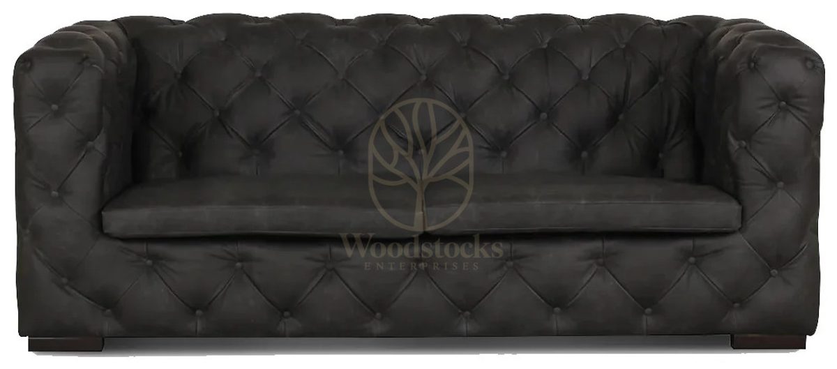 Royal Harris Grey Chesterfield Hand Carved Teak Sofa Set, Saharanpur, Sofa Set