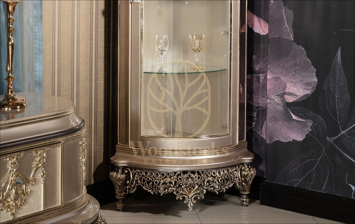 Teak Elegance Champagne and Silver TV Cabinet, alternate view