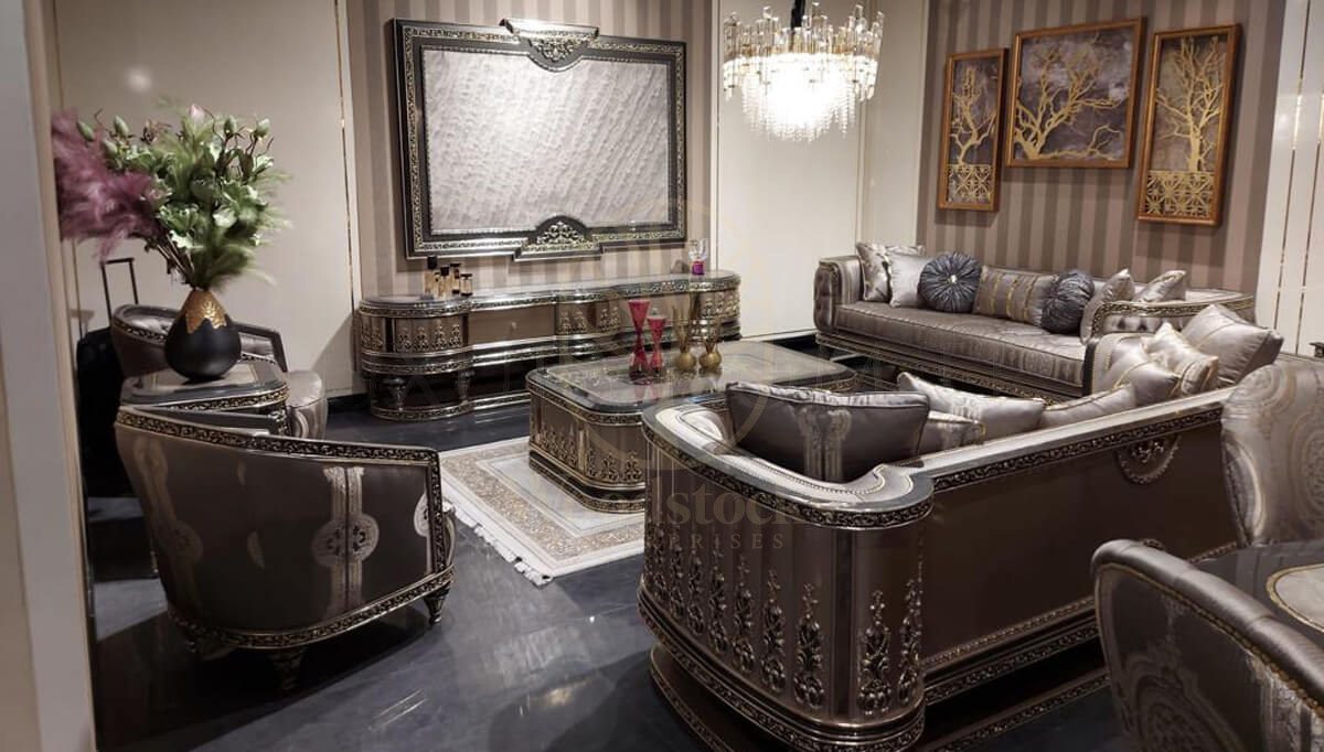 Royal Aliye Hand Carved Teak Sofa Set, Saharanpur, Sofa Set