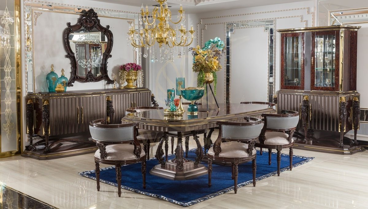 Royal Delano Hand Carved Teak Dining Table Set, Saharanpur, Dining Table