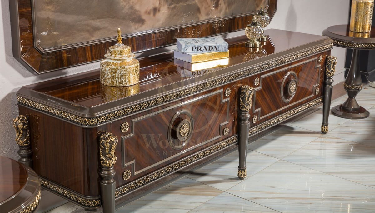 Royal Valdera Hand Carved Teak TV Cabinet, Saharanpur, view 4